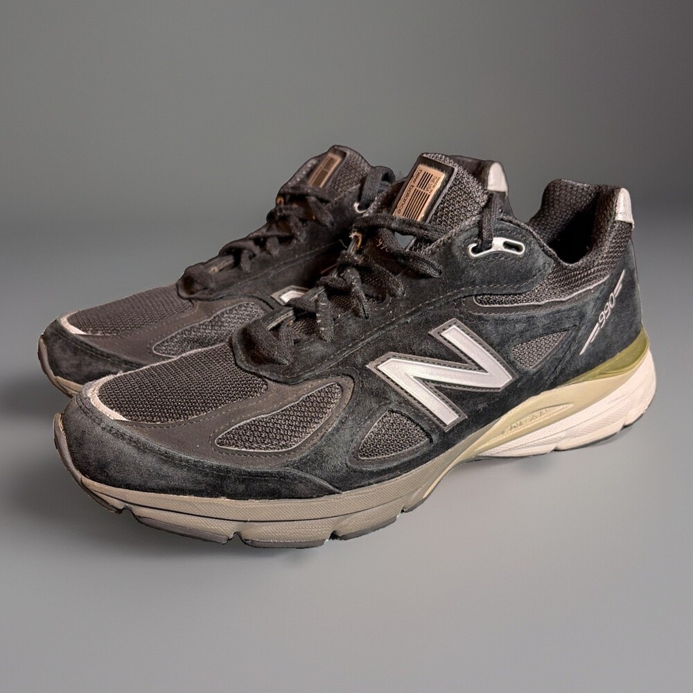 Genuine New Balance Men Made in Us 990 V4 Sneaker Black/Silver Size 11